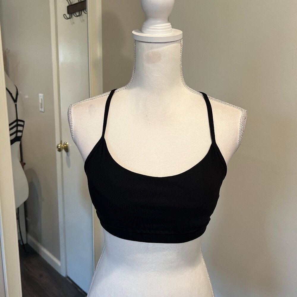 Mondetta Black Halter Strappy Back Sports Bra, Size Medium